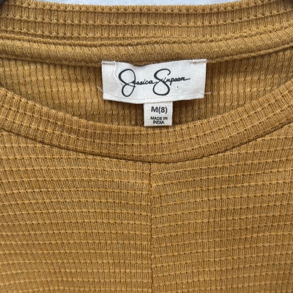 Jessica Simpson Yellow Long Sleeve Puff Sleeve Blouse with Twist Front - Picture 2 of 3